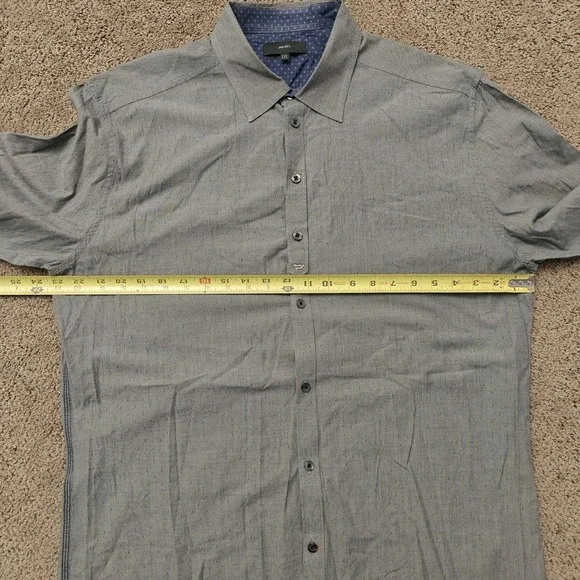 Diesel Mens XXL Gray Micro Dobby Cotton Long Sleeve Button Down Shirt Logo - Picture 10 of 11